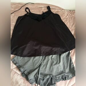 Torrid black silky feeling sleep top size 0 and ruffle hem sleep shorts